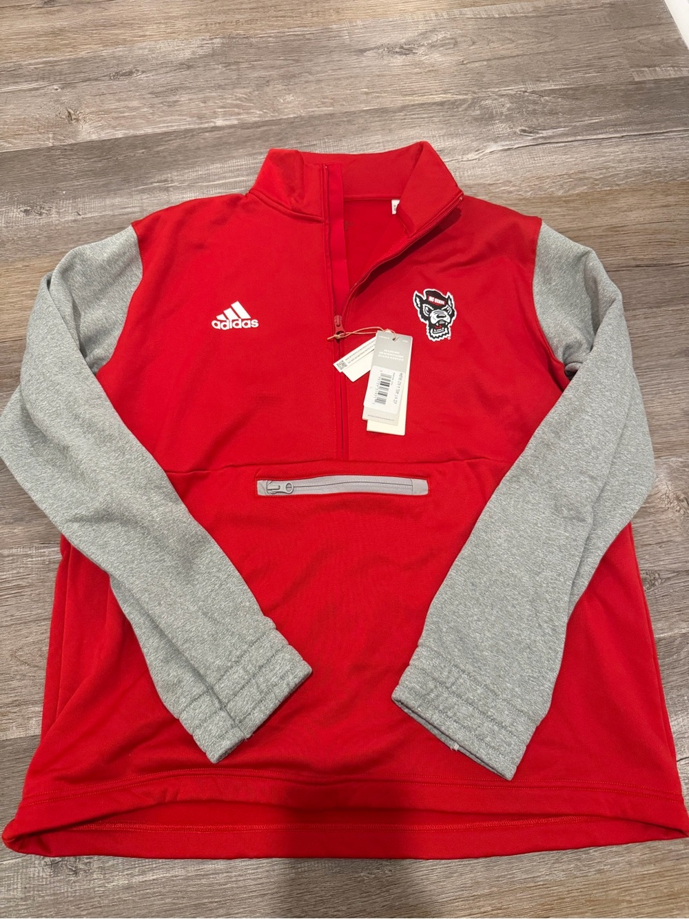 Men’s Adidas Red & Gray NC State Wolfpack Quarter-Zip Pullover